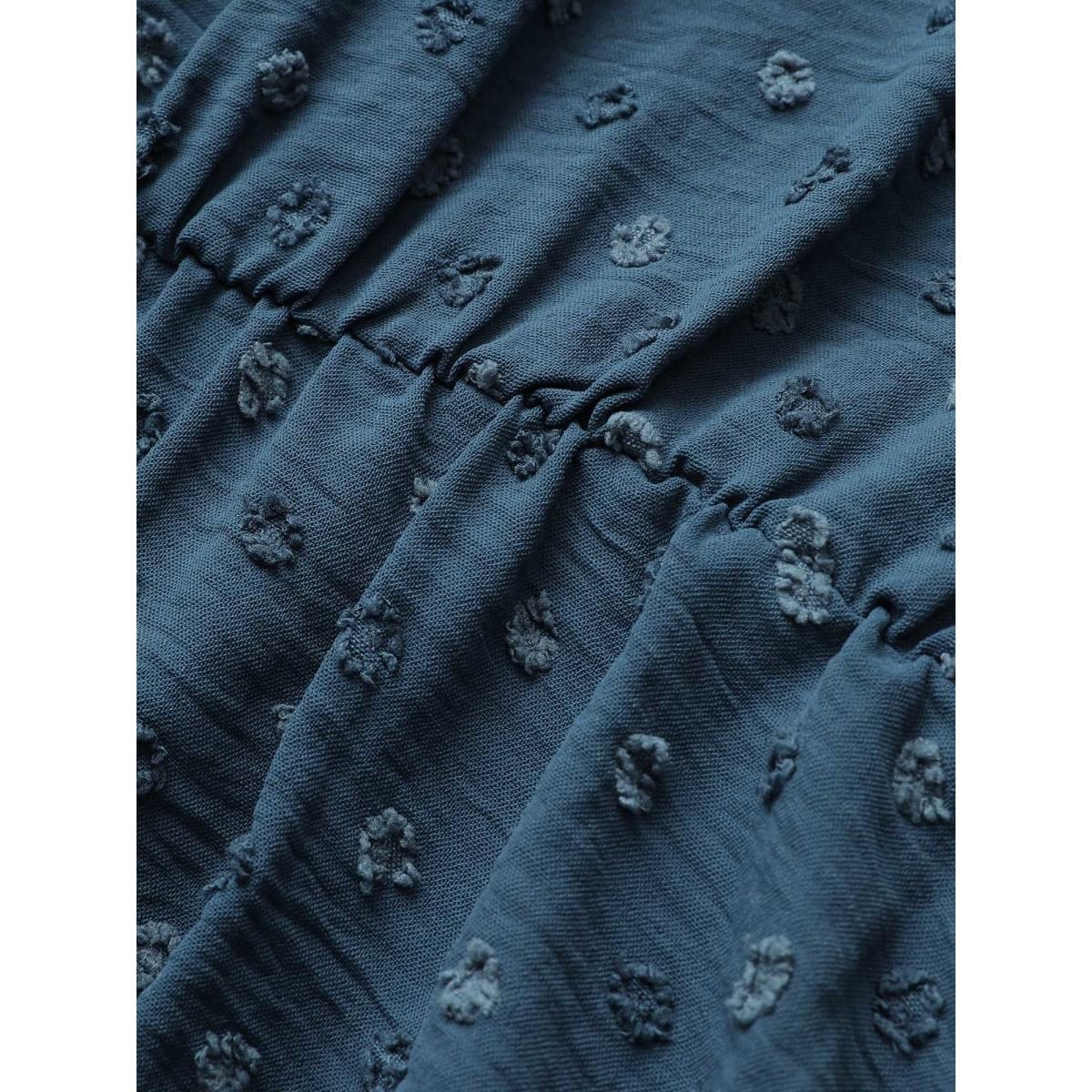 Plus Size Stone Polka Dot Textured Petal Sleeve Lace Trim Blouse Women Elegant Half Sleeve V-neck Work Blouses BloomChic 30/6X Product Image