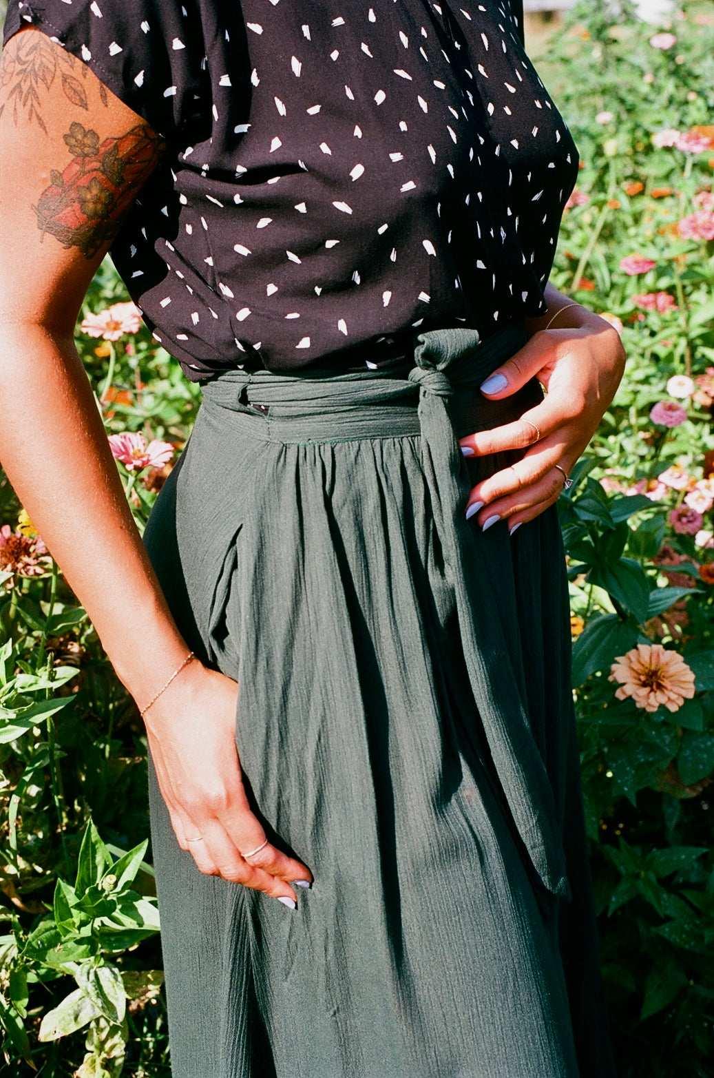 Maxi Wrap Skirt in Emerald Crepe Product Image