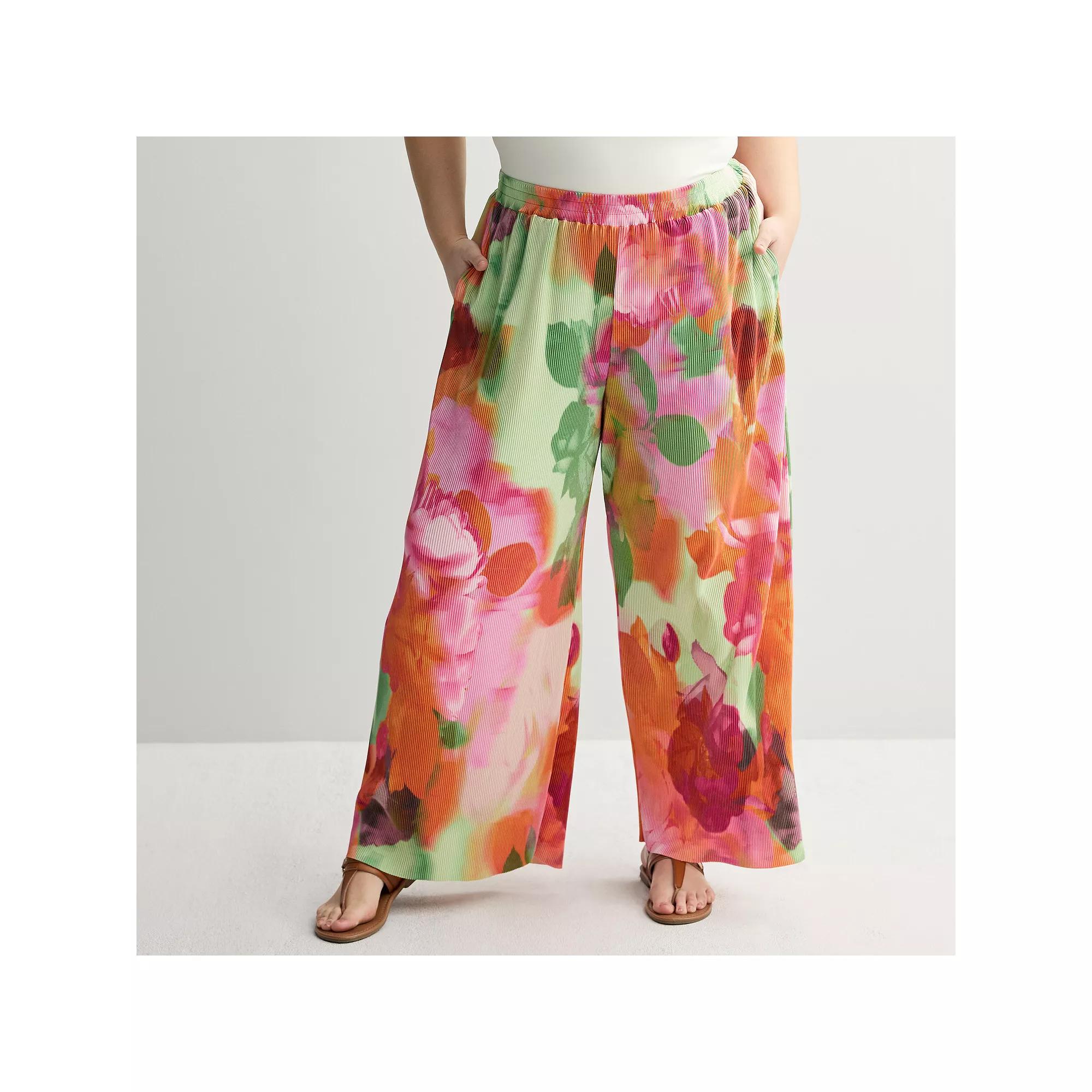 Plus Size INTEMPO™ Plisse Pants, Women's, Size: 3XL, Pink Garden Product Image