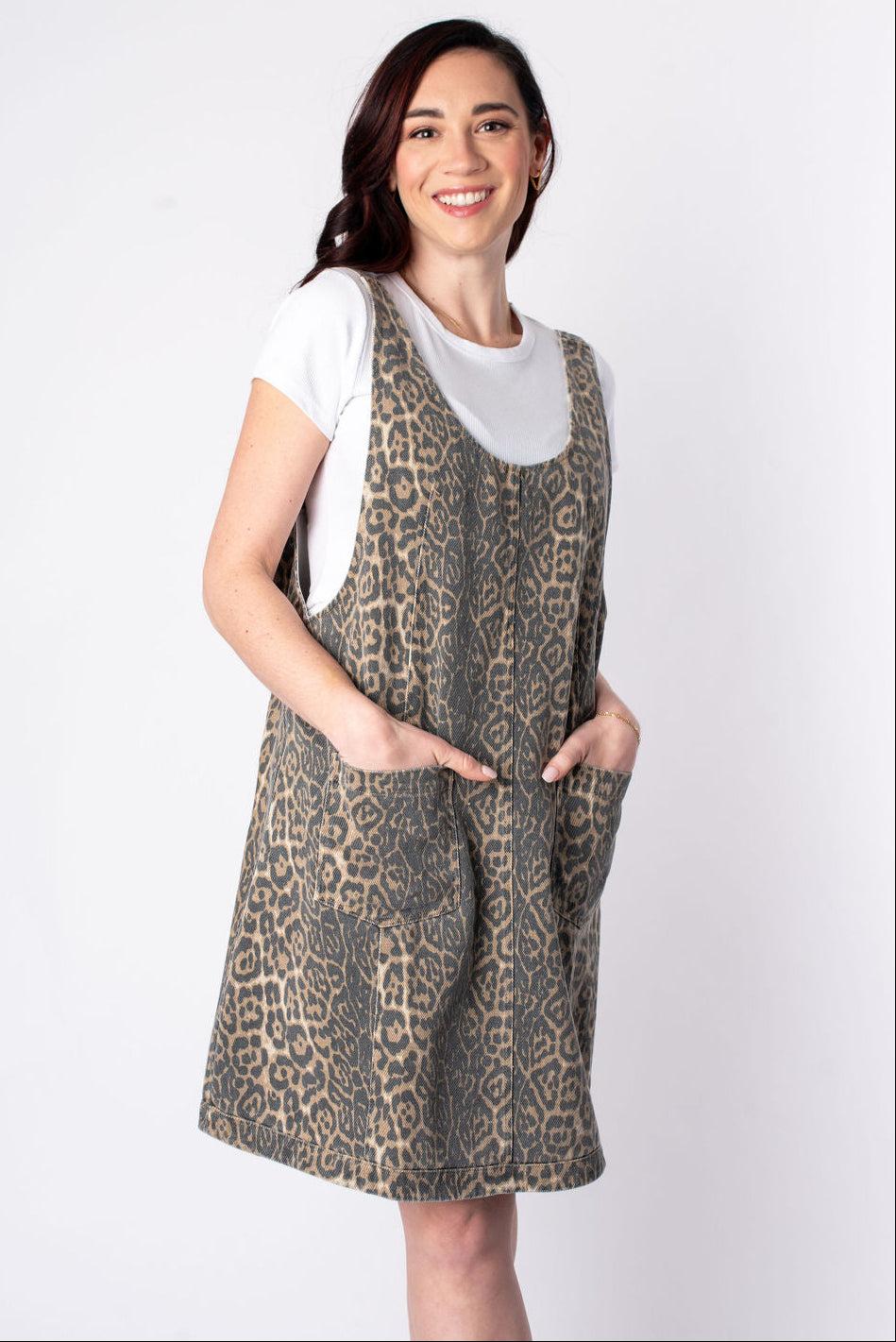 Carly Leopard Denim Dress Product Image