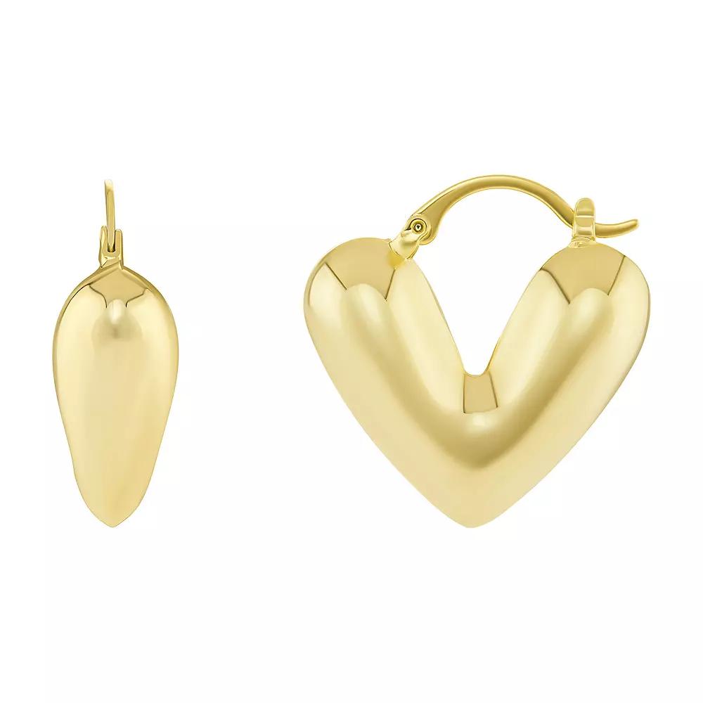 PRIMROSE Polished Chunky Heart Hoop Earrings, Women's, Gold Tone Product Image