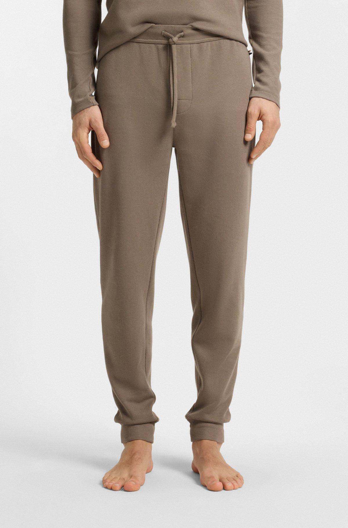 BOSS - Waffle pajama bottoms in a cotton blend - Brown Product Image