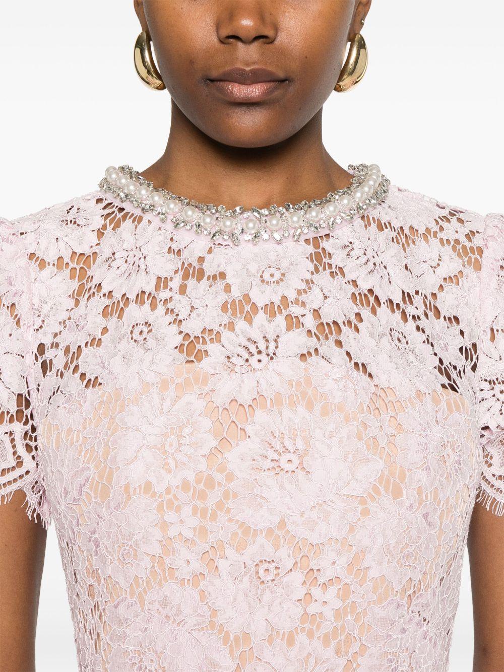 lace pearl-embellished midi dress Product Image