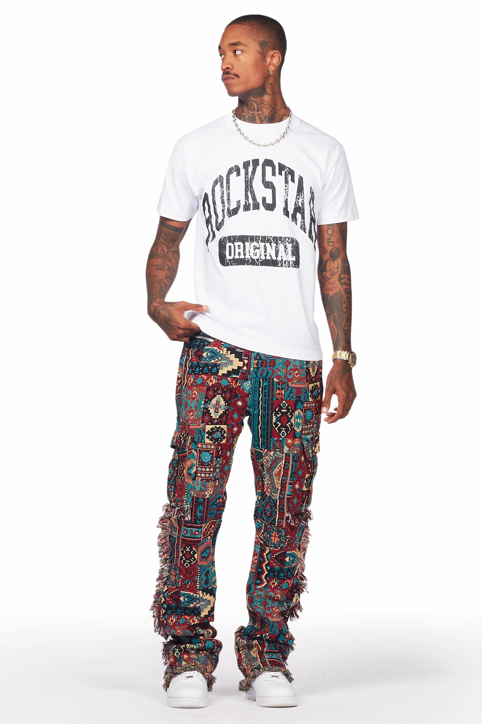 Ayami Red Slim Tapestry Flare Jean Male Product Image