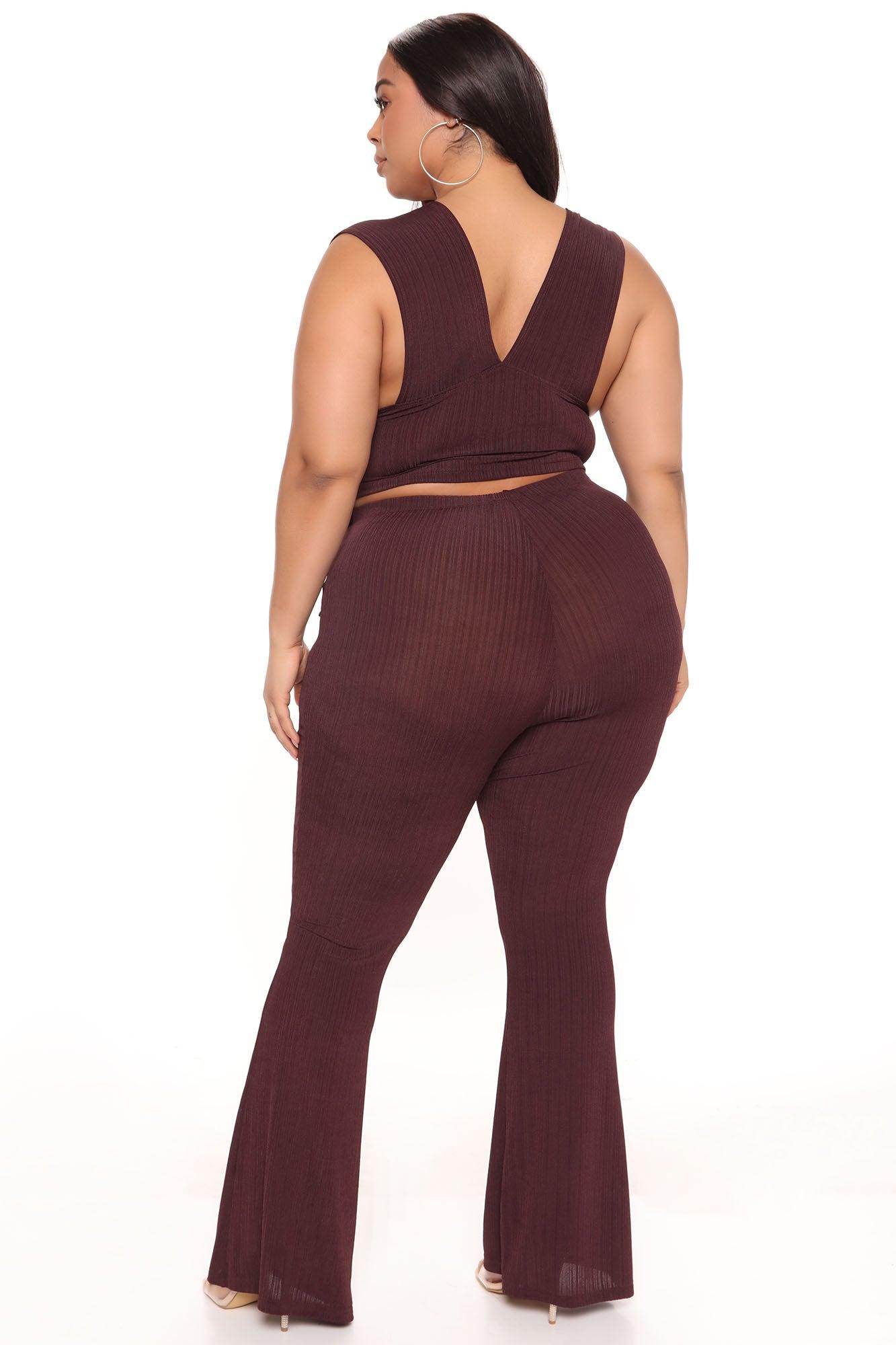 Marceline Ribbed Pant Set 33.5 - Chocolate Product Image