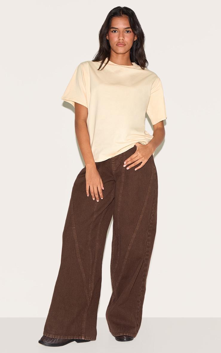 Butter Yellow Cotton Basic Oversized T-shirt Product Image