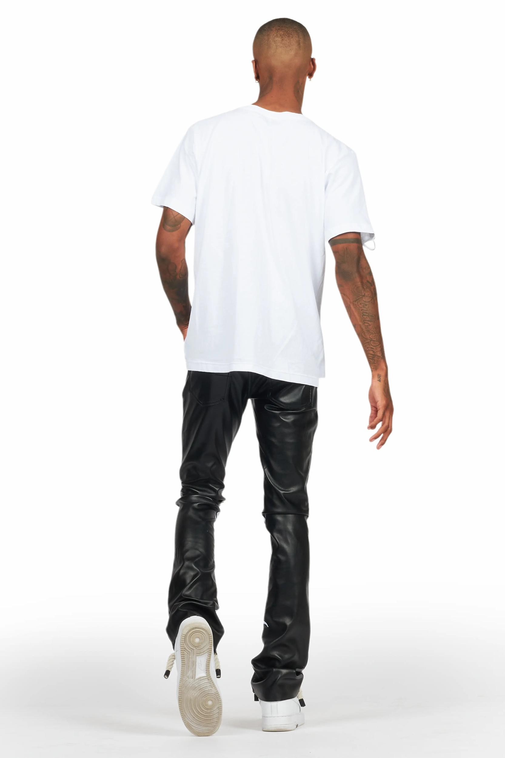Elian Black PU Stacked Flare Jean Male Product Image