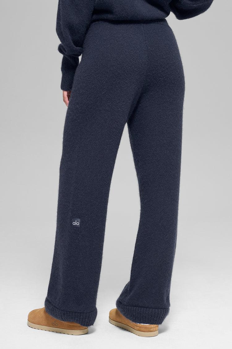 Wool Cashmere High-Waist New Class Wide Leg Pant - Navy Female Product Image