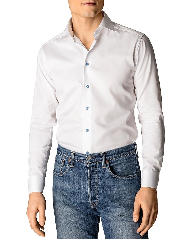 Mens Contemporary-Fit Twill Dress Shirt with Blue Details Product Image