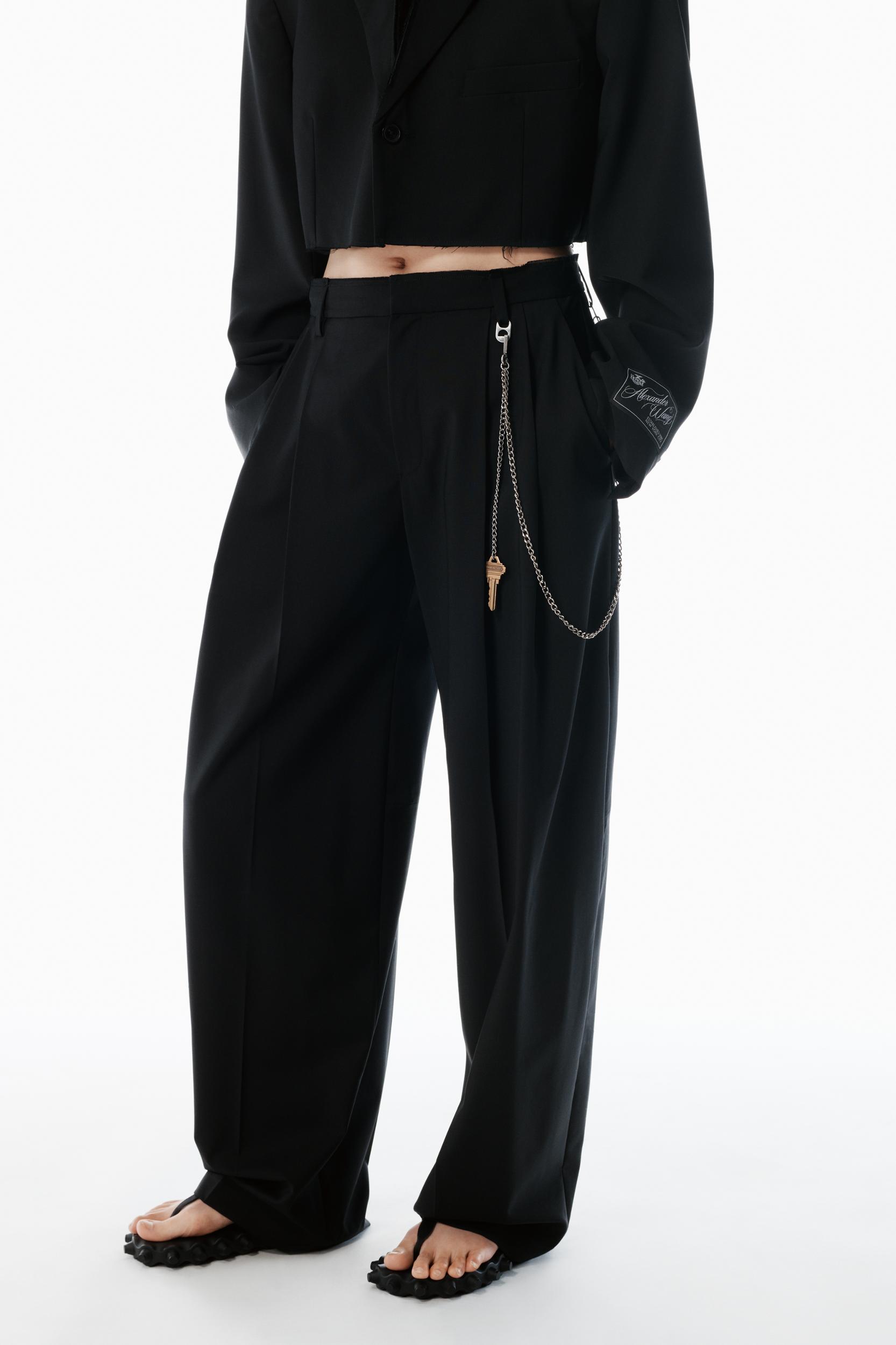 Black Wool-blend Mid-rise Pants Product Image
