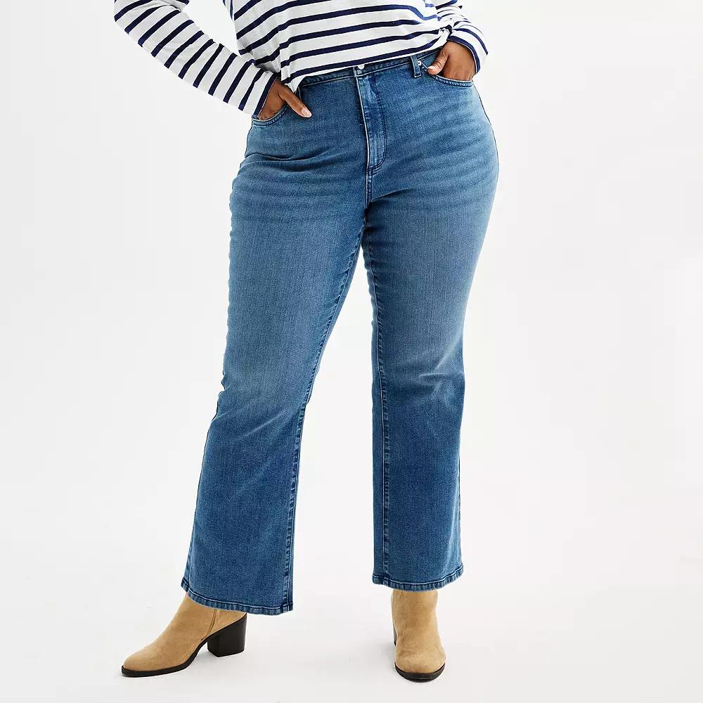 Plus Size Sonoma Goods For Life® High Rise Curvy Bootcut Jeans, Women's, Size: 26 W, Vintage Medium Blue Product Image