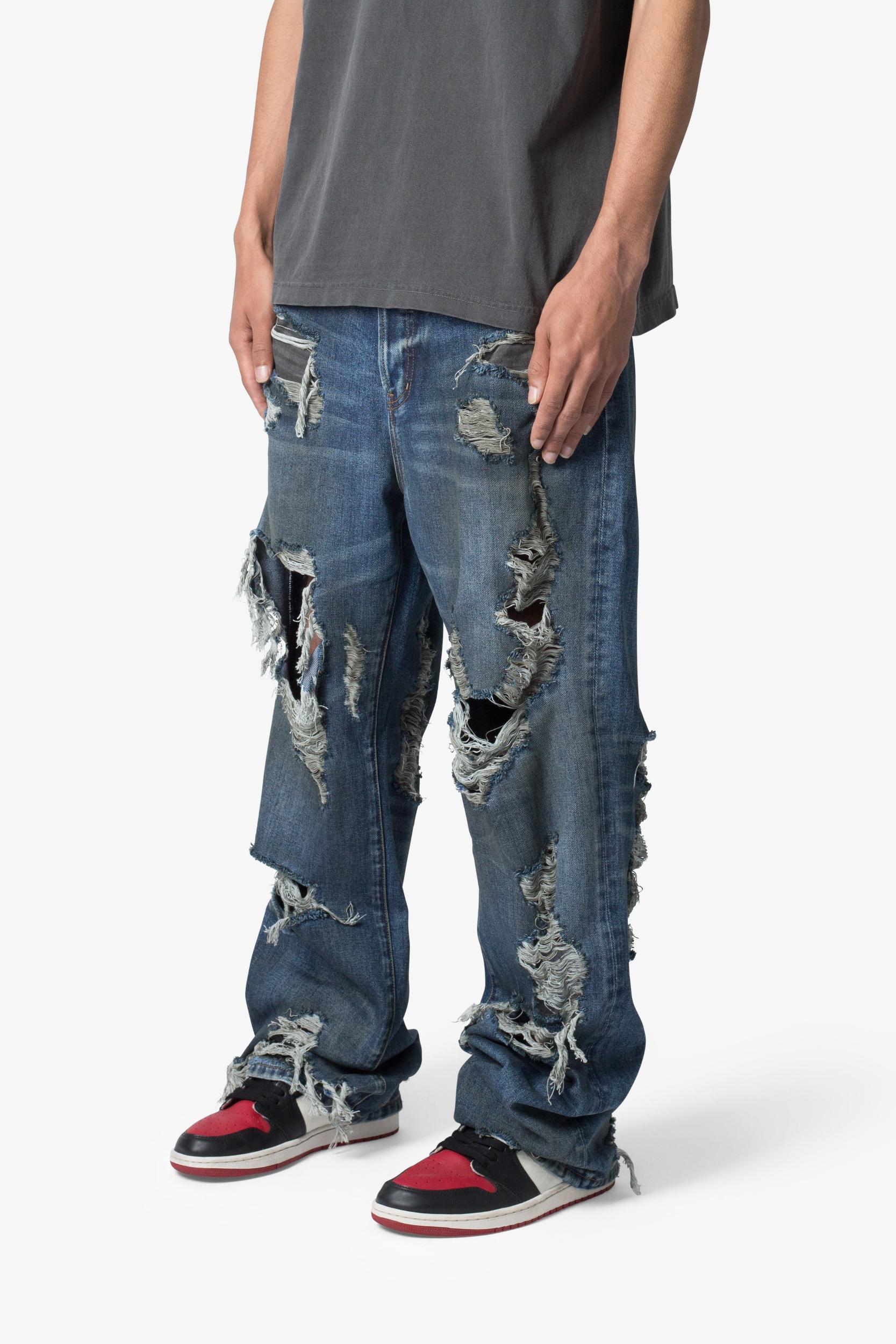 Ultra Baggy Decimated Denim - Blue Product Image