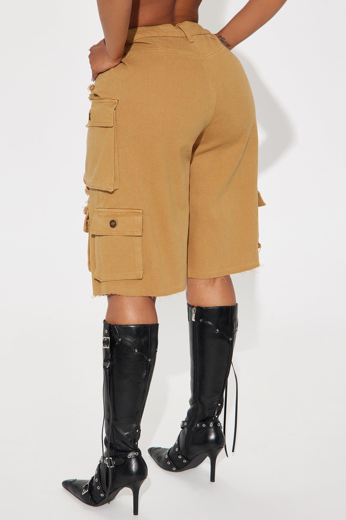 Don't Make Me Wait Cargo Bermuda Short - Khaki Product Image