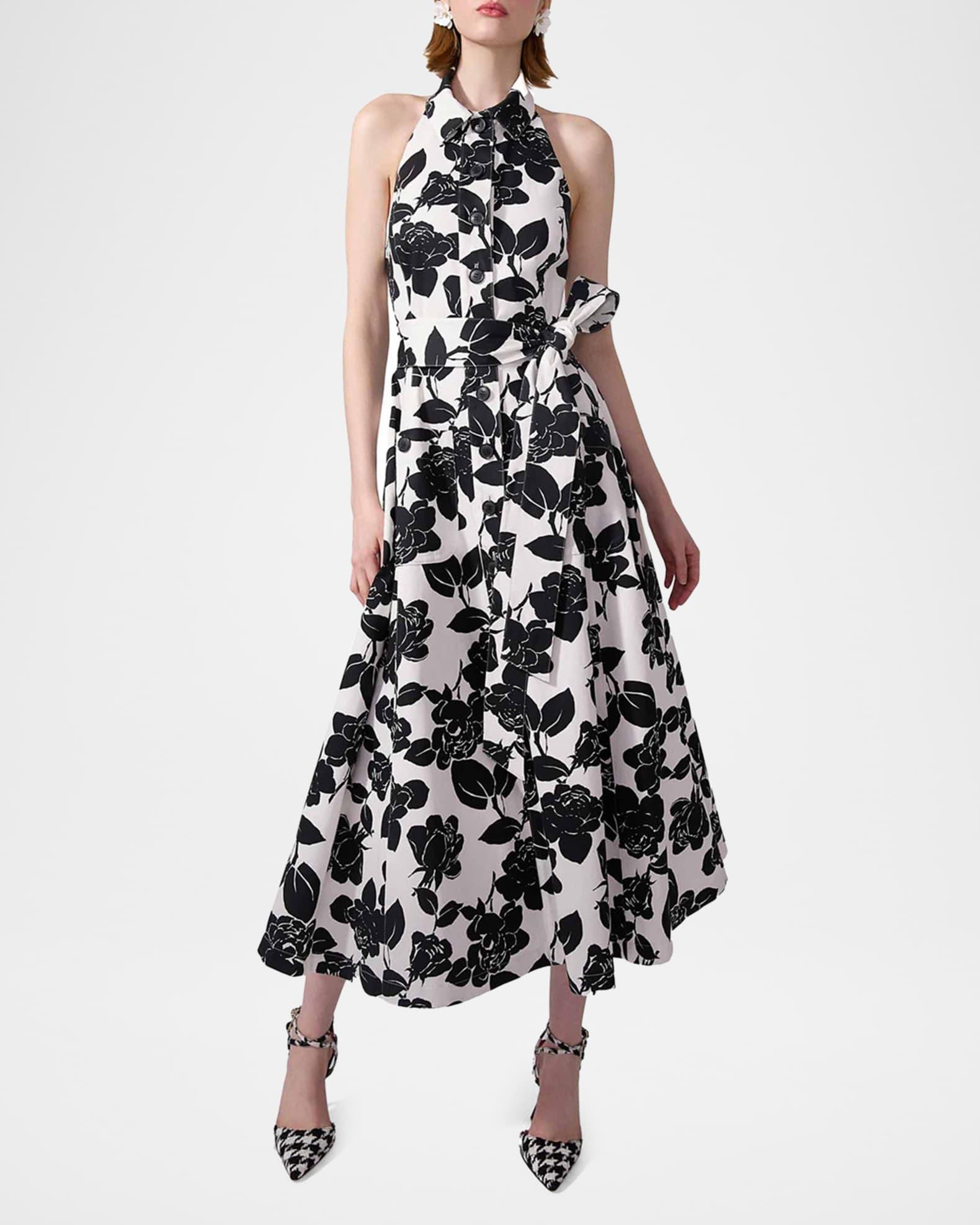 Collared Halter Button-Front Midi Dress Product Image