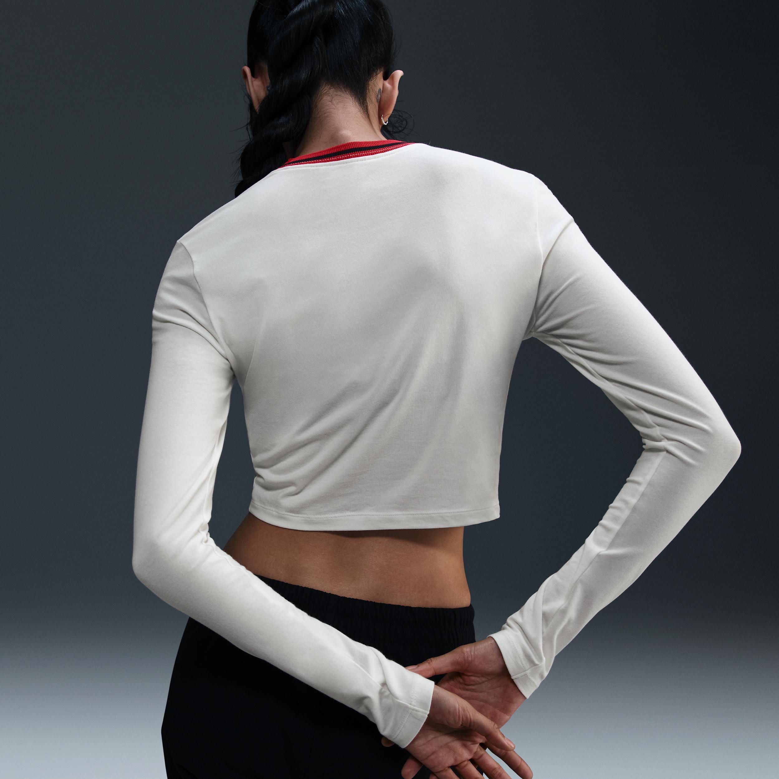 Women's Nike Sportswear Chill Knit Slim Long-Sleeve Cropped Graphic T-Shirt Product Image