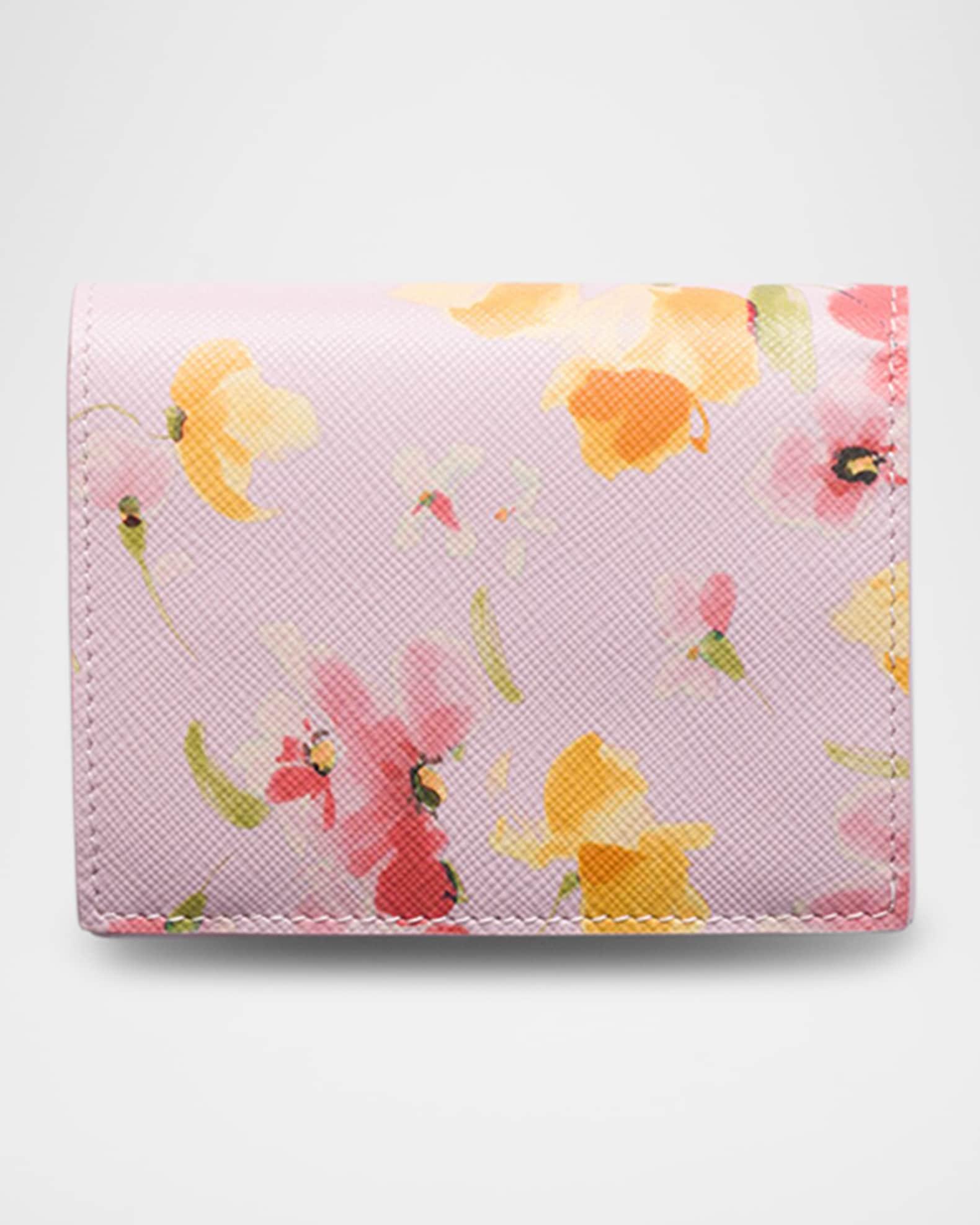 Small Floral-Print Saffiano Leather Wallet Product Image