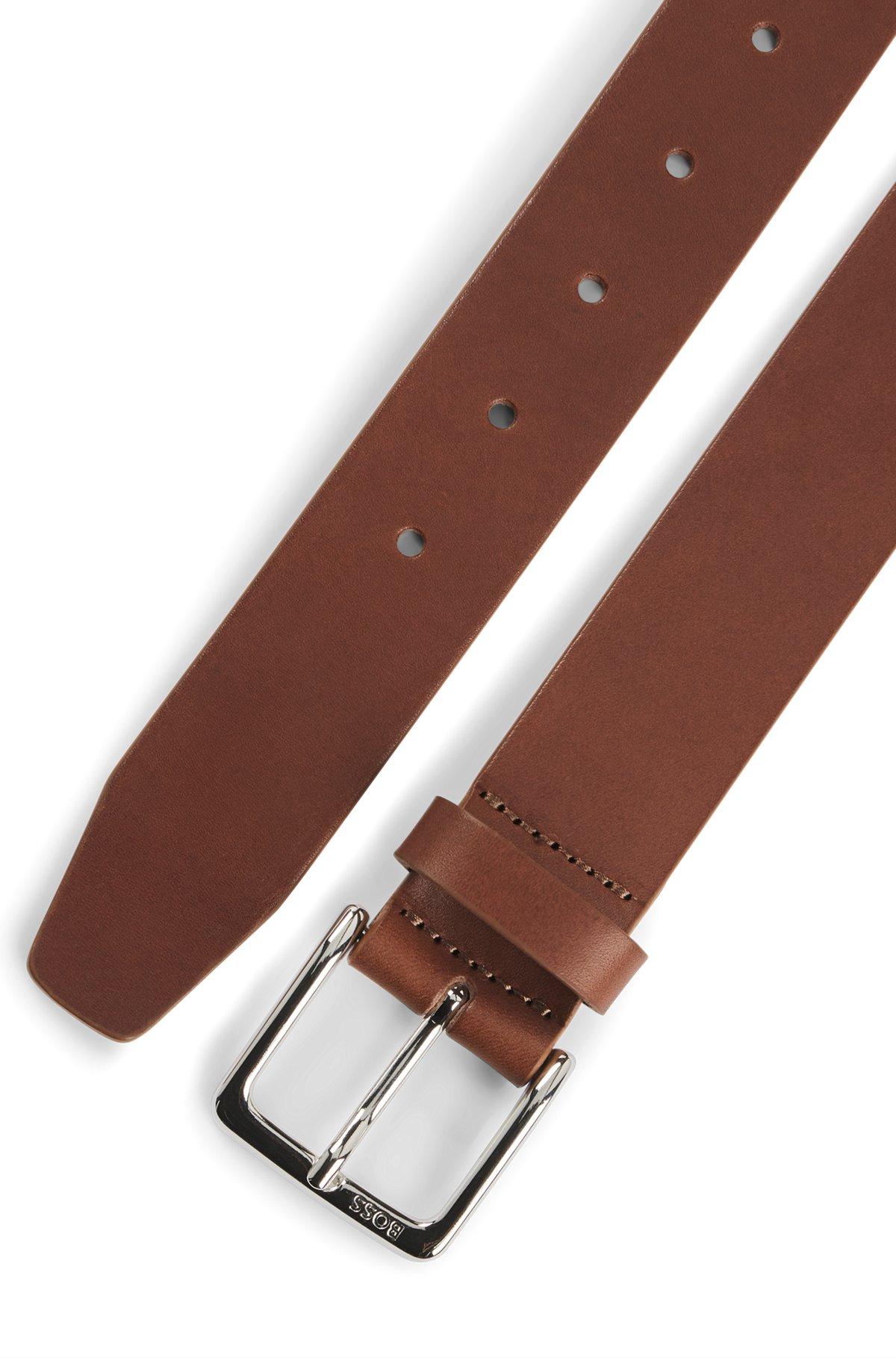Italian-leather belt with silver-tone buckle Product Image