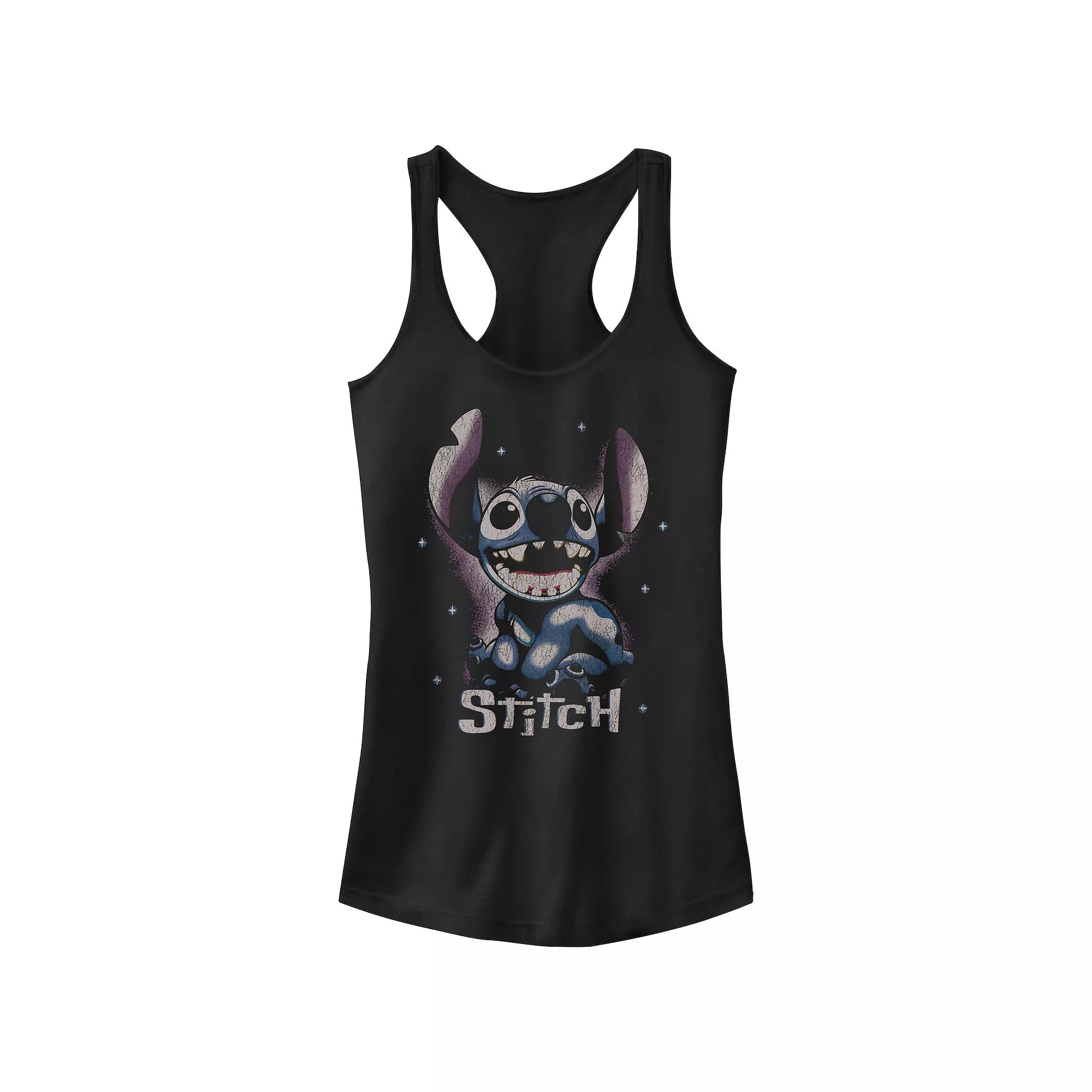 Disney's Lilo & Stitch Dark Alien Stars Distressed Juniors' Racerback Tank Top, Girl's, Size: XL, Black Product Image
