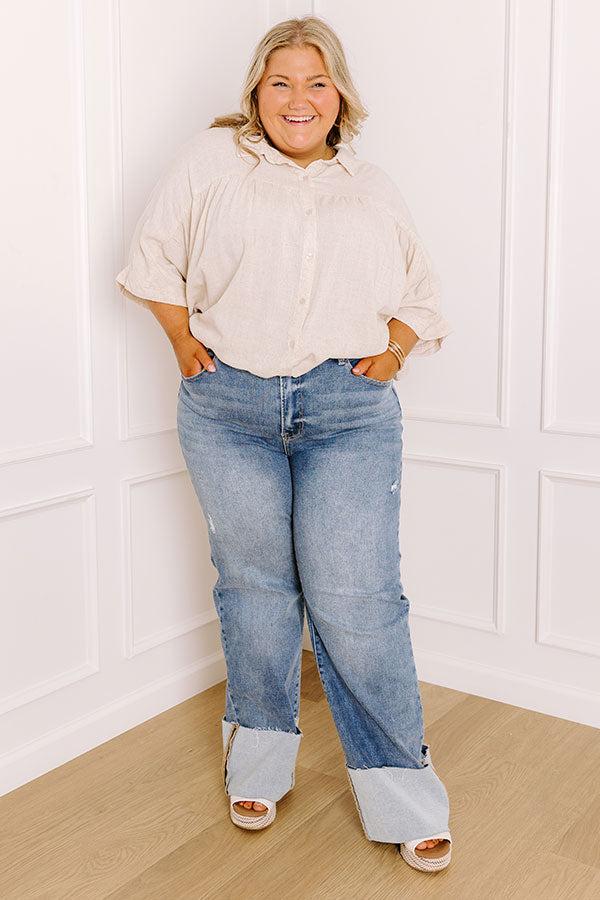 RISEN Ellie High Waist Straight Leg Cuffed Jean Curves Product Image