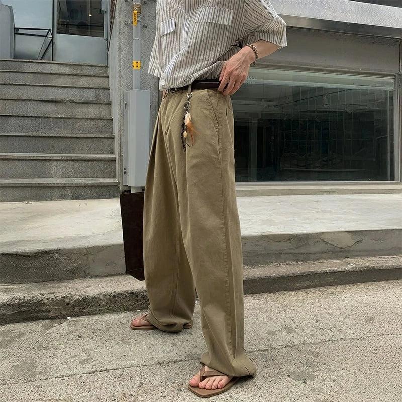 RT No. 18277 PLEATED DRAPE STRAIGHT PANTS Product Image