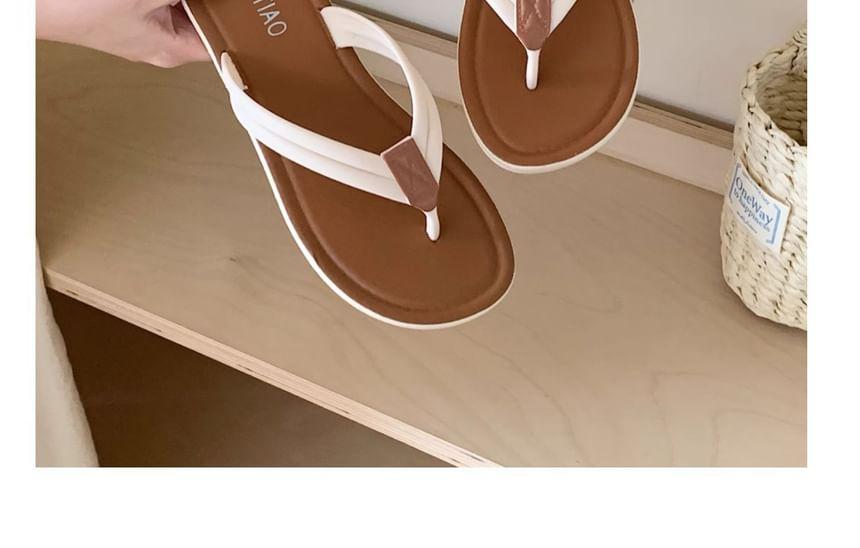 Faux Leather Lettering Flip Flops Product Image