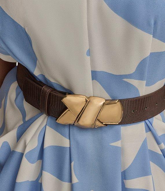 Donna Karan Plus Size Dot Crepe V-Neck Sleeveless Belted Sheath Midi Dress Product Image