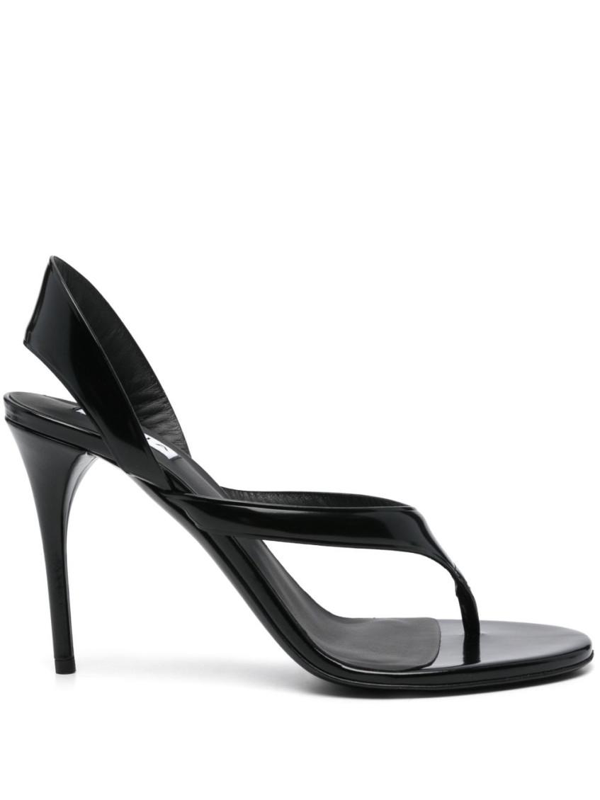 ALAÏA Leather Thong Slingback Sandals In Noir Product Image