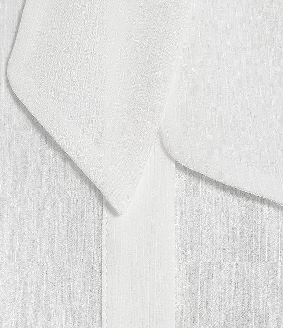 Calvin Klein Chiffon Tie-Neck Long Flare Sleeve Button Down Blouse Product Image