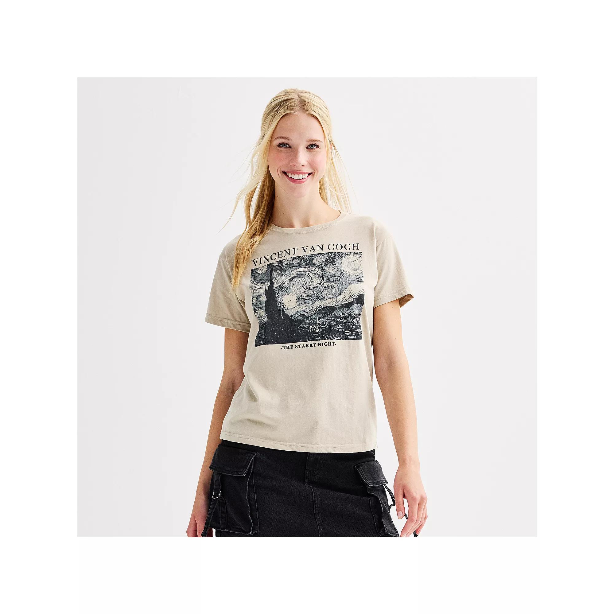 Juniors' Vincent van Gogh "The Starry Night" Tee, Girl's, Size: XXL, Plaza Brown Product Image
