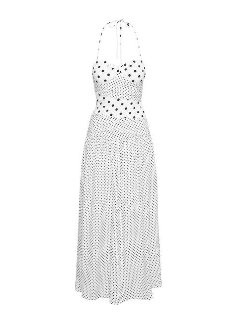 Marguerite Halter Maxi Dress White Polka Product Image
