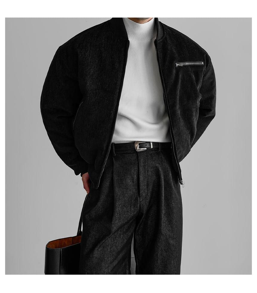 Plain Zip Puffer Baseball Jacket Product Image