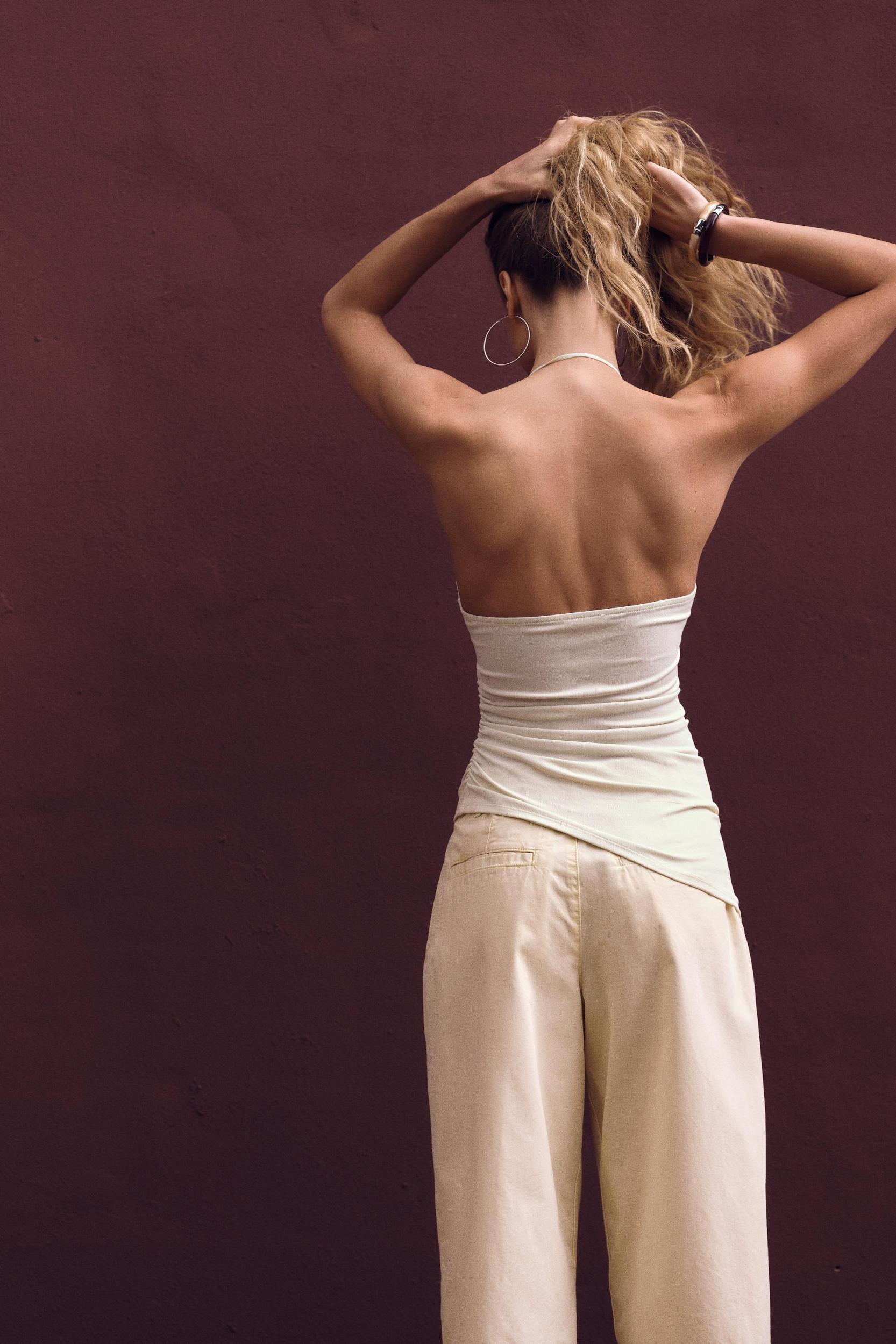 ASYMMETRIC RUCHED STRETCH TOP Product Image