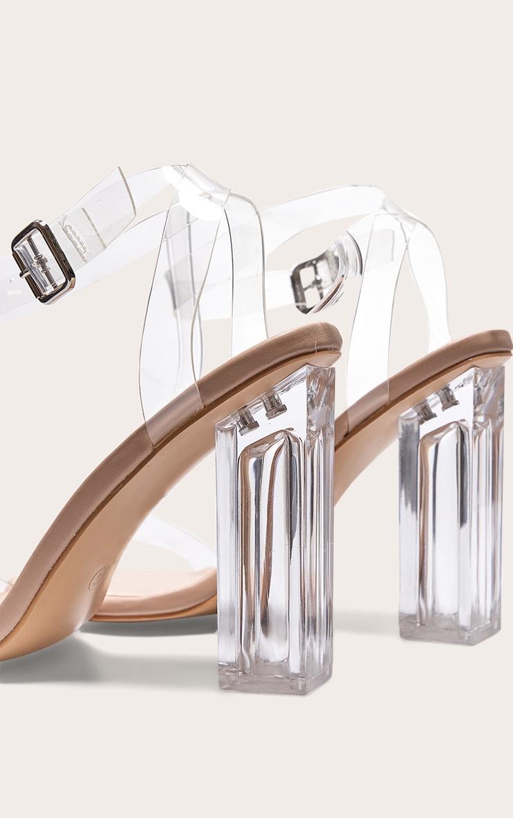 Nude Wide Fit Clear Block Heel Sandal Product Image