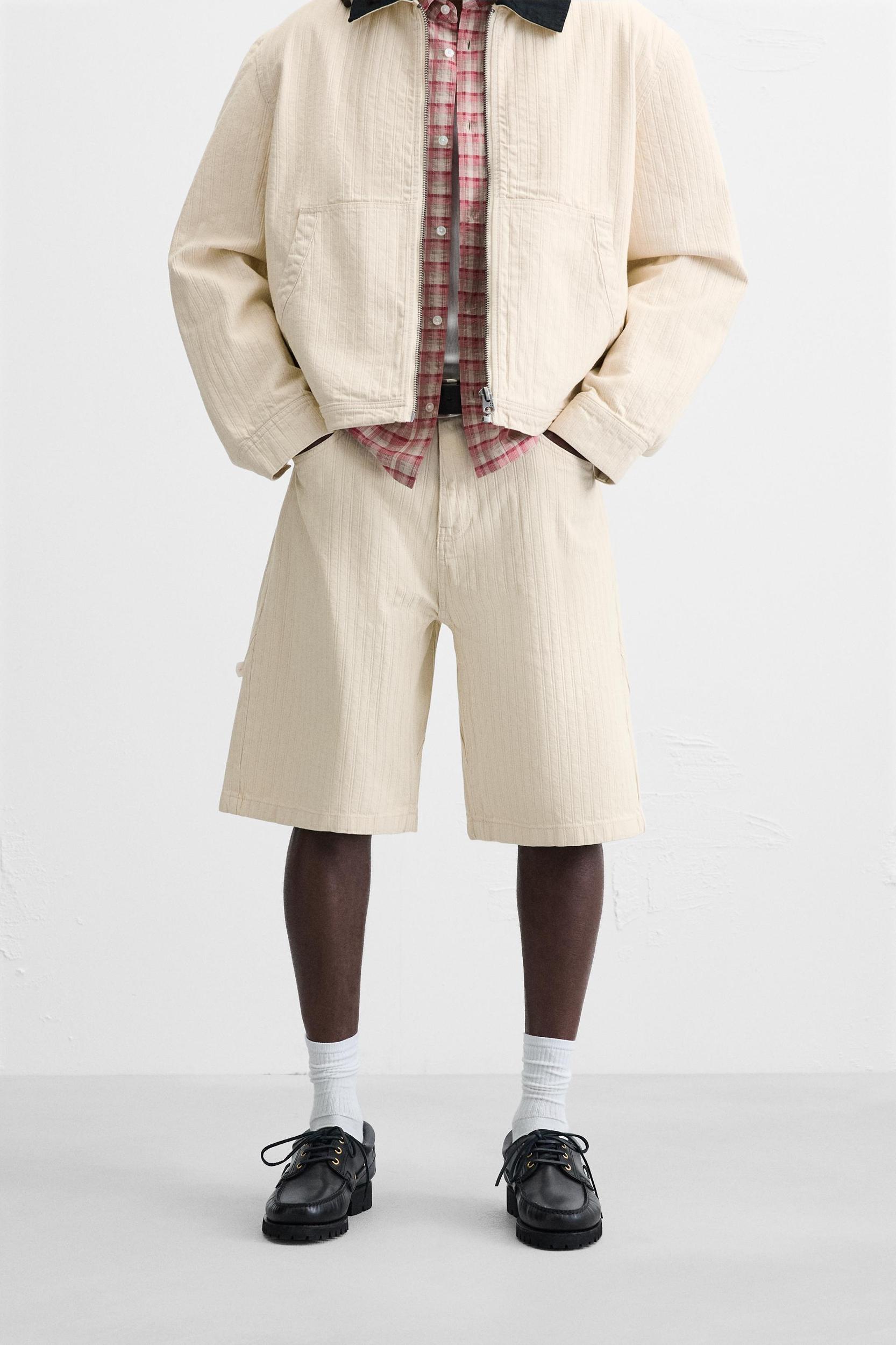 TEXTURED STRIPED SHORTS Product Image