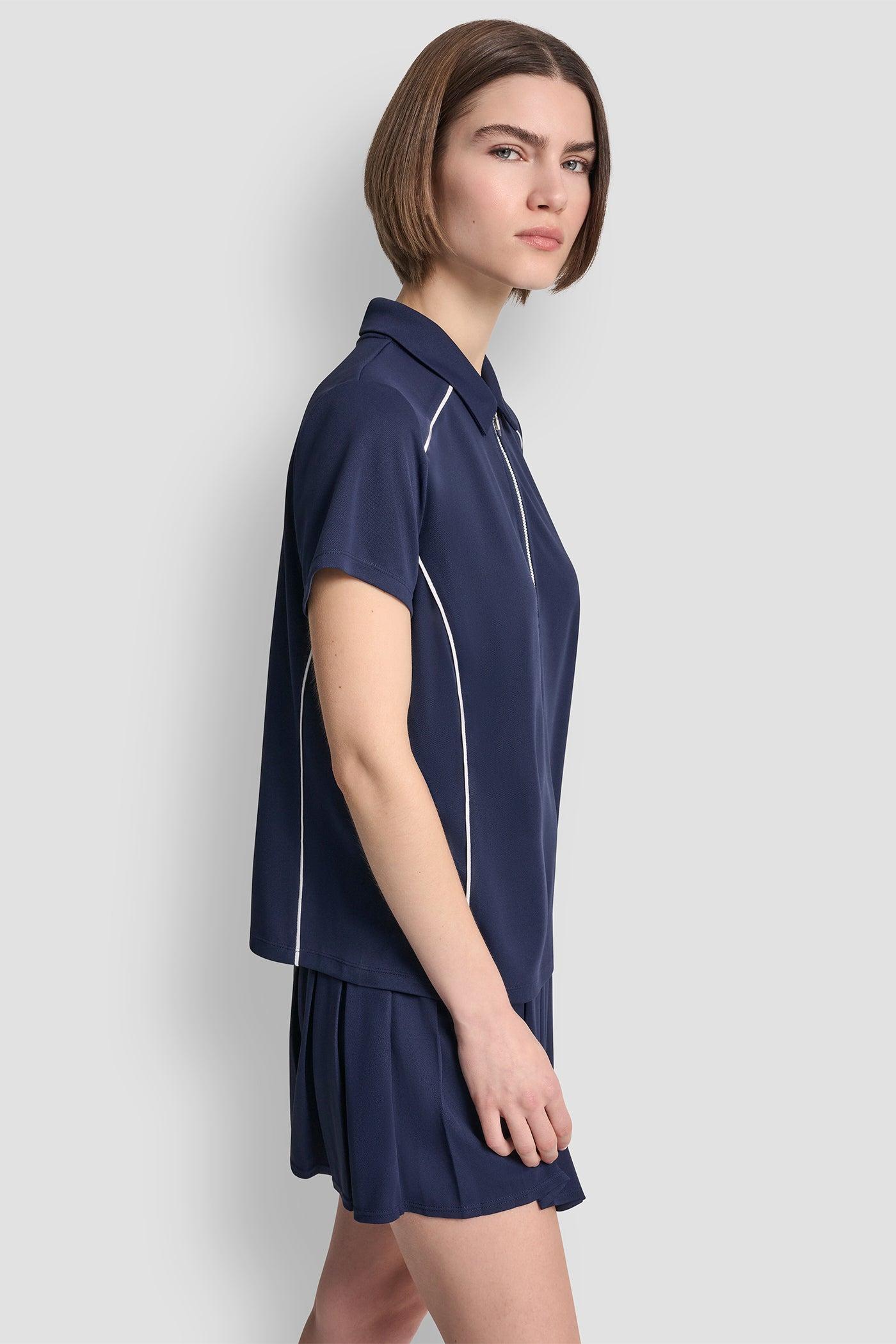 COURT PIQUÉ PIPED HALF-ZIP POLO Product Image