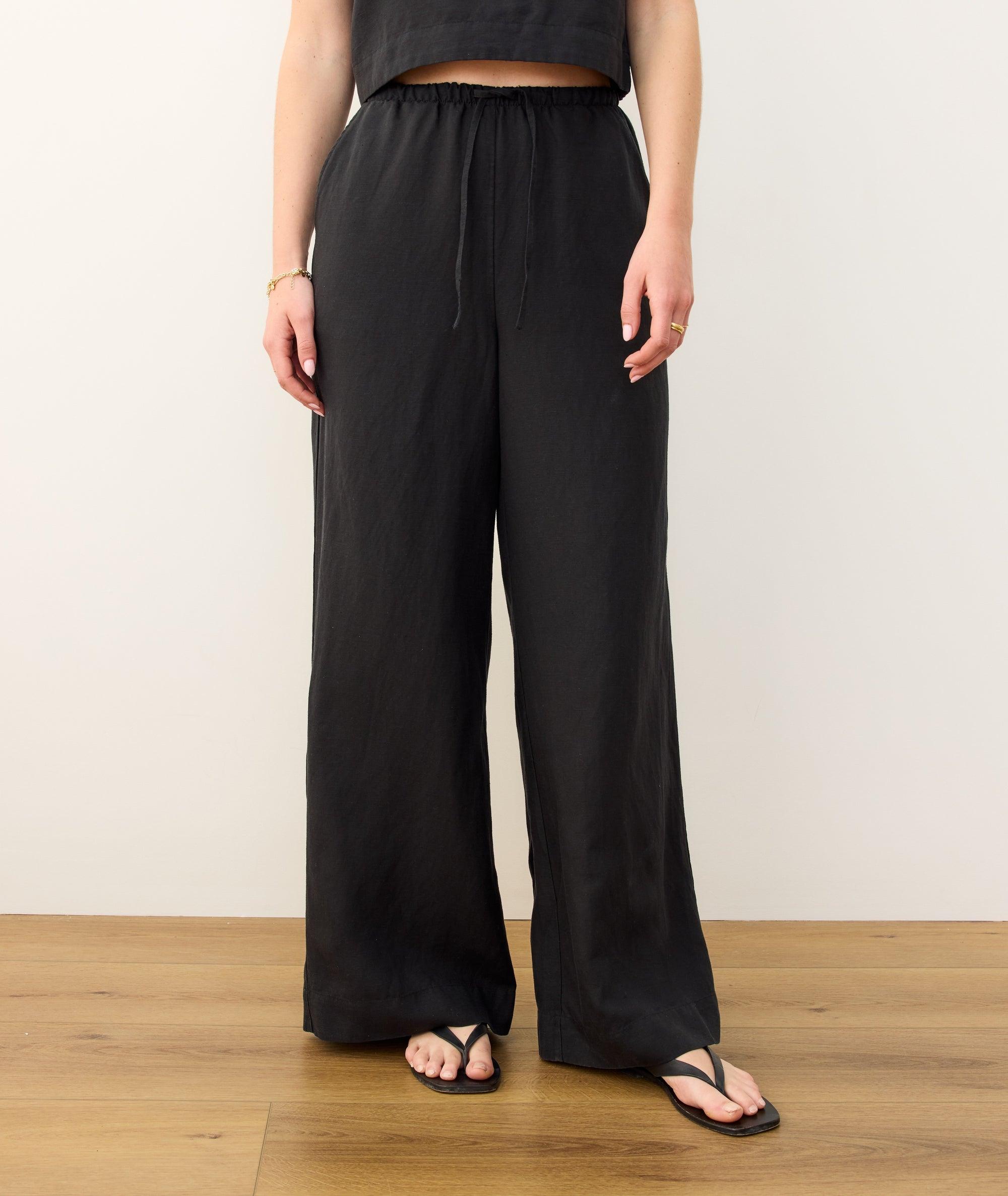 Linen Drawstring Wide Leg Pant Product Image