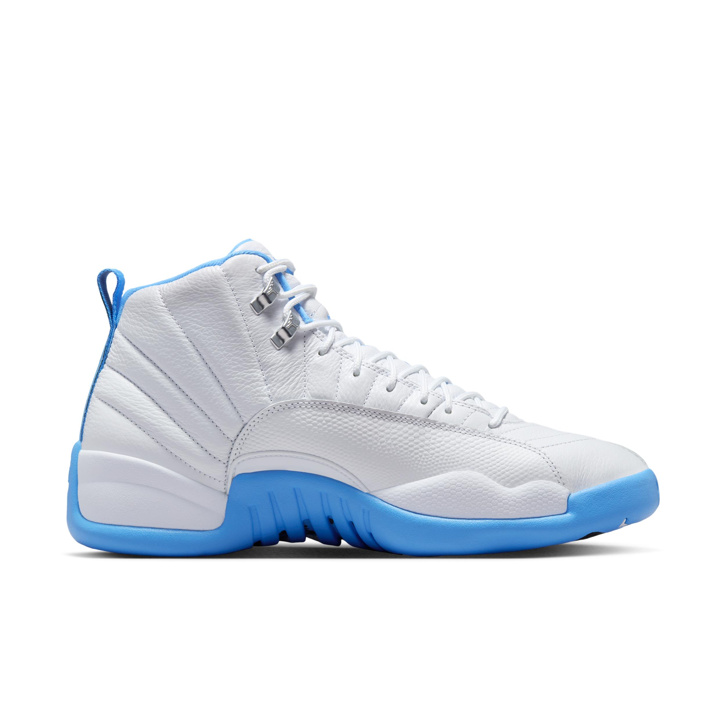 Mens Air Jordan 12 Retro White and University Blue Shoes | CT8013-112 Product Image