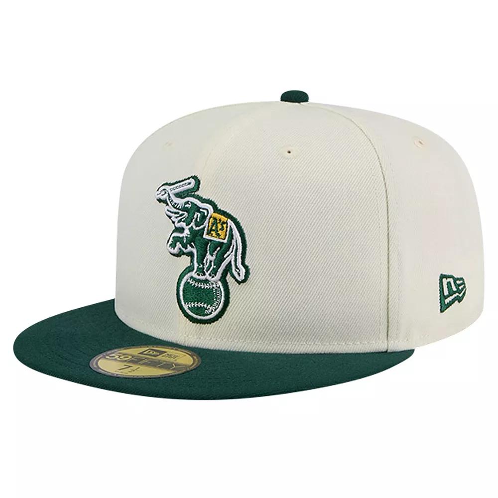 Men's New Era Cream Oakland Athletics Cooperstown Collection Chrome 59FIFTY Fitted Hat, Size: 7 3/4, Beige Product Image