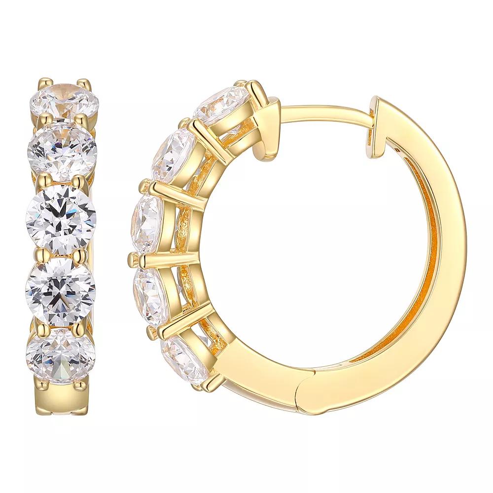 18k Gold Over Sterling Silver Lab-Created Moissanite Hoop Earrings, Women's, Gold Tone Product Image