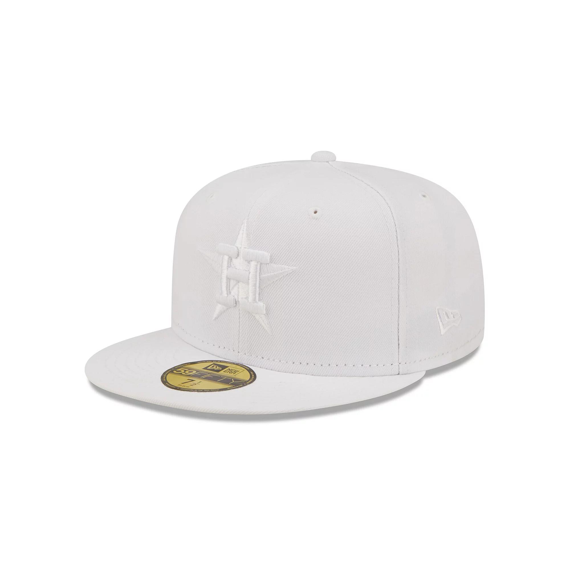 Men's New Era Houston Astros White on White 59FIFTY Fitted Hat, Size: 7 1/8 Product Image