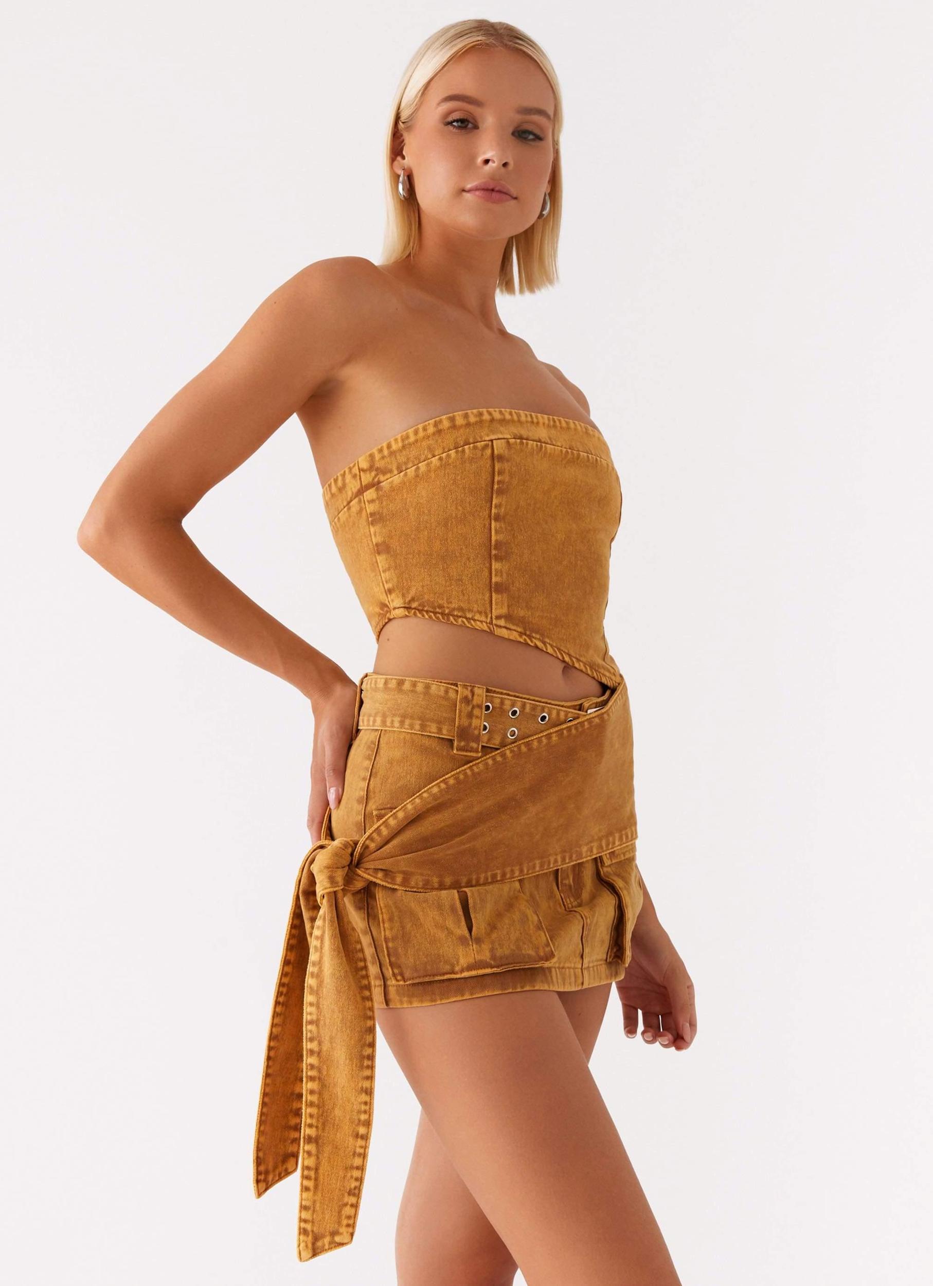 Burning Bridges Tube Top - Brown Product Image