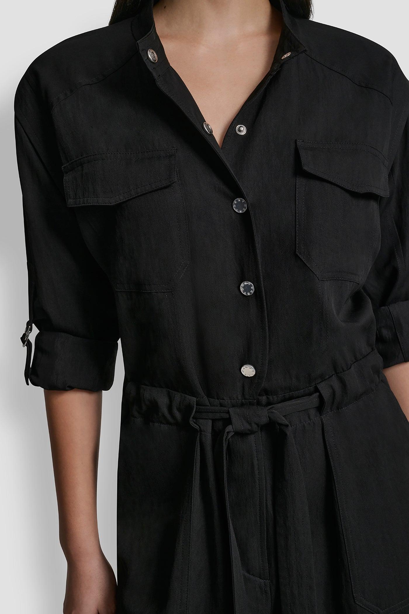 COLLARLESS BUTTON-FRONT JUMPSUIT Product Image