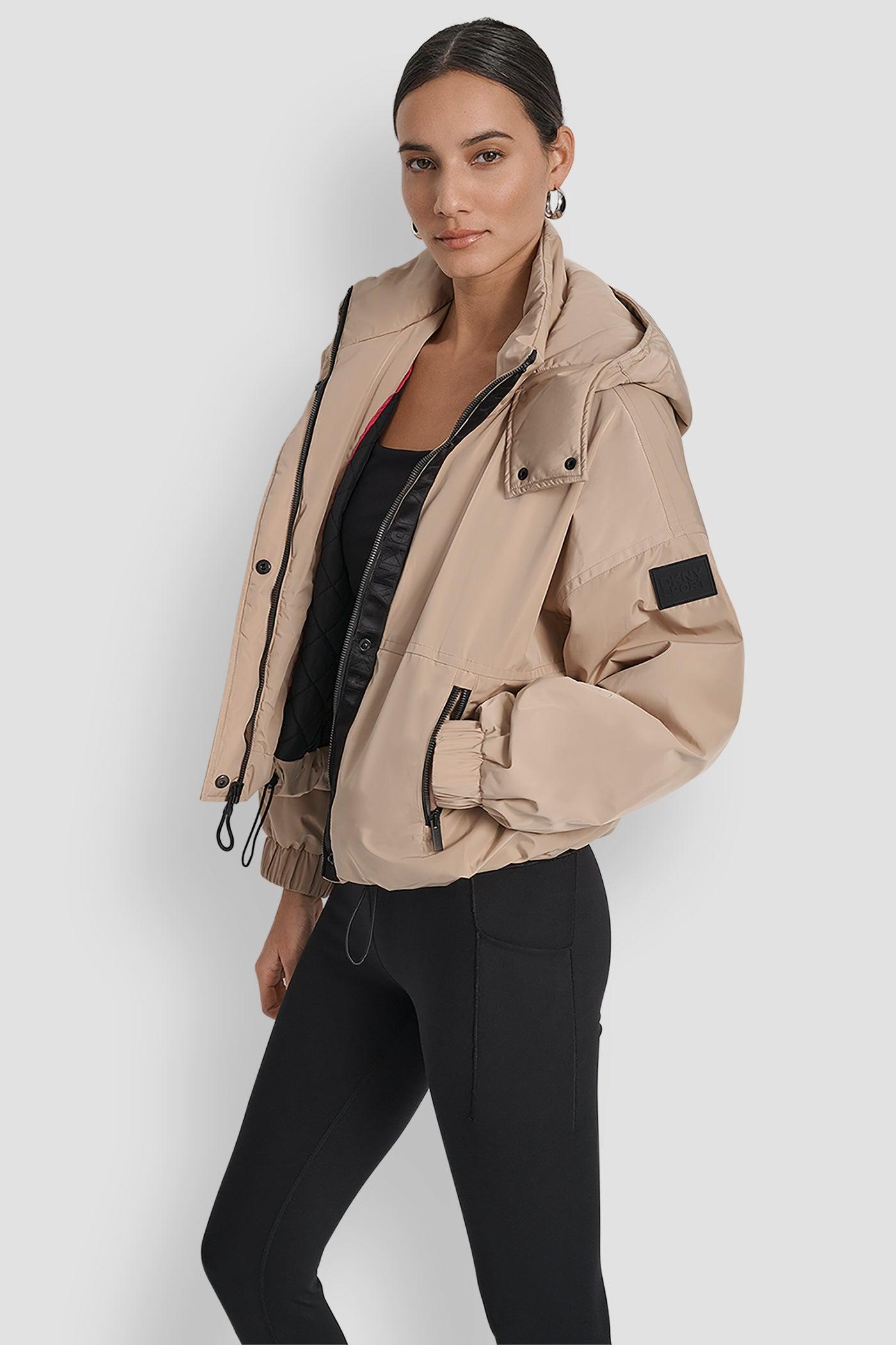 SHORT LOGO EMBELLISHED HOODED JACKET Product Image