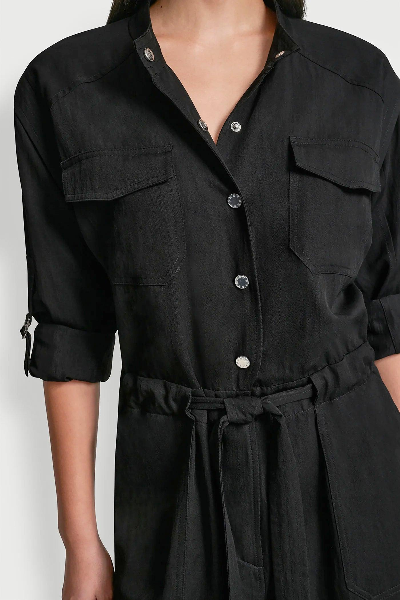 COLLARLESS BUTTON-FRONT JUMPSUIT Product Image