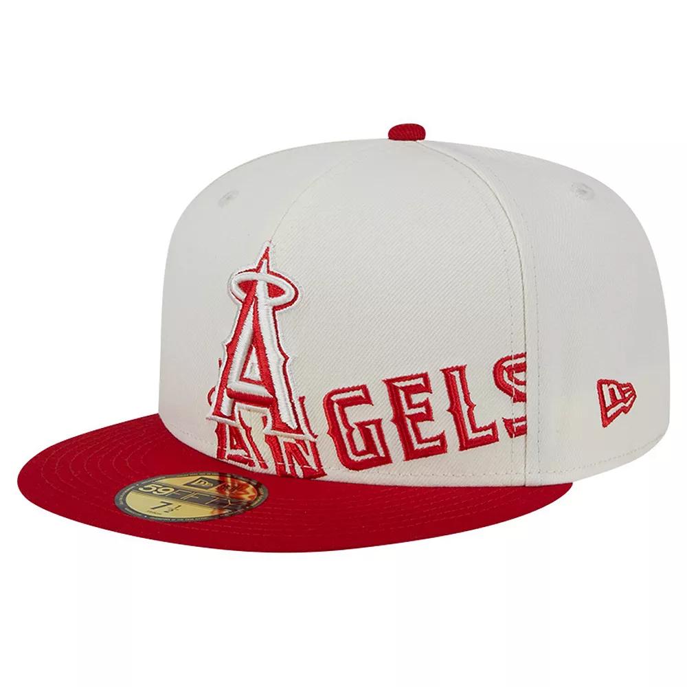 Men's New Era Cream/Red Los Angeles Angels Lonestar 59FIFTY Fitted Hat, Size: 7 5/8, Beige Product Image