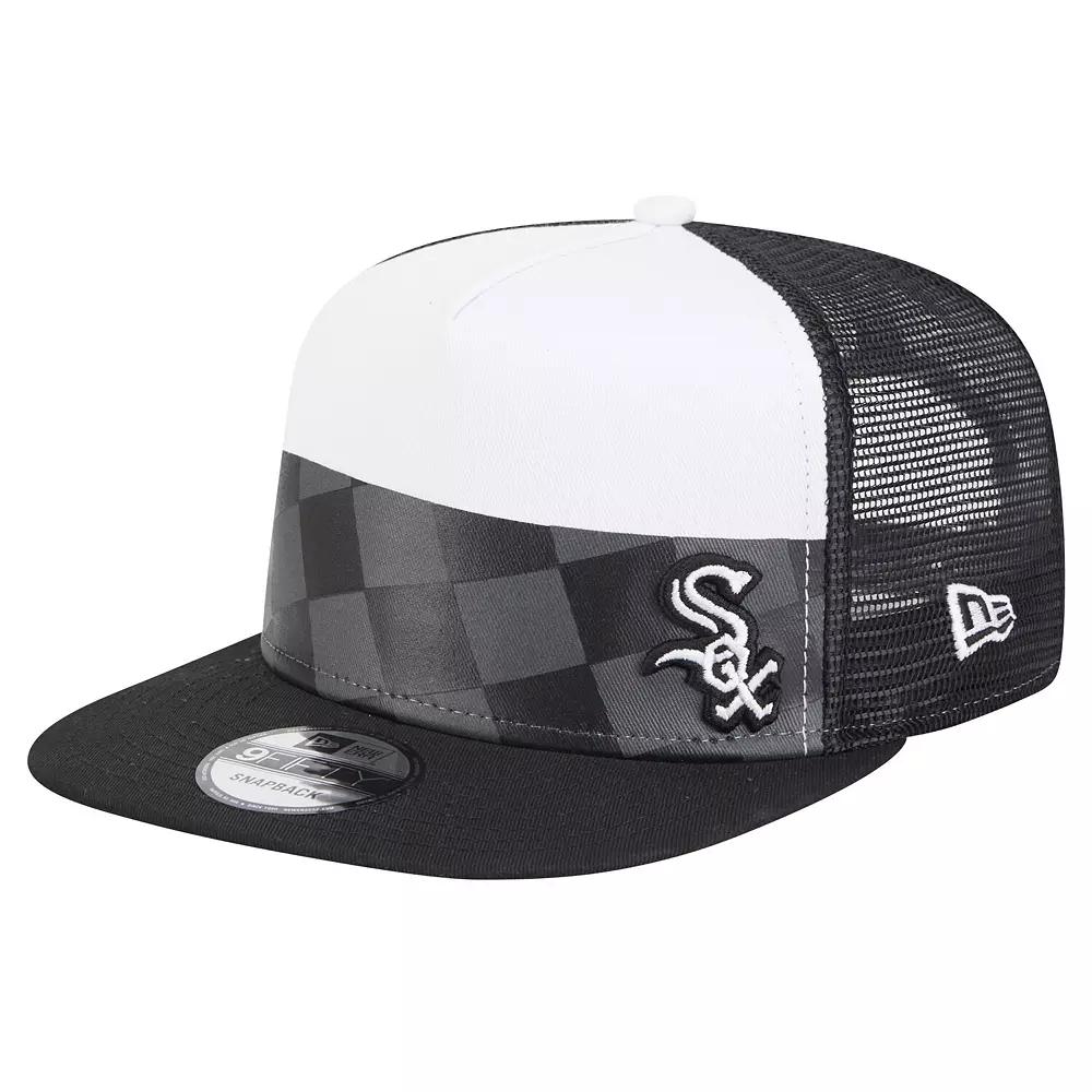 Men's New Era Black Chicago White Sox Checkmate Trucker 9FIFTY Snapback Hat Product Image