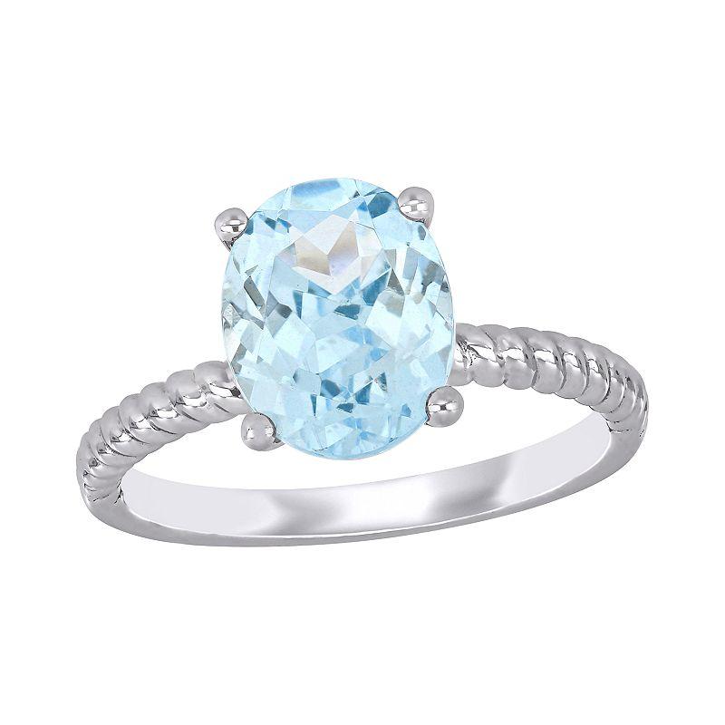 Stella Grace 14k White Gold Aquamarine Oval Ring, Women's, Size: 6, 14k Whgold Product Image