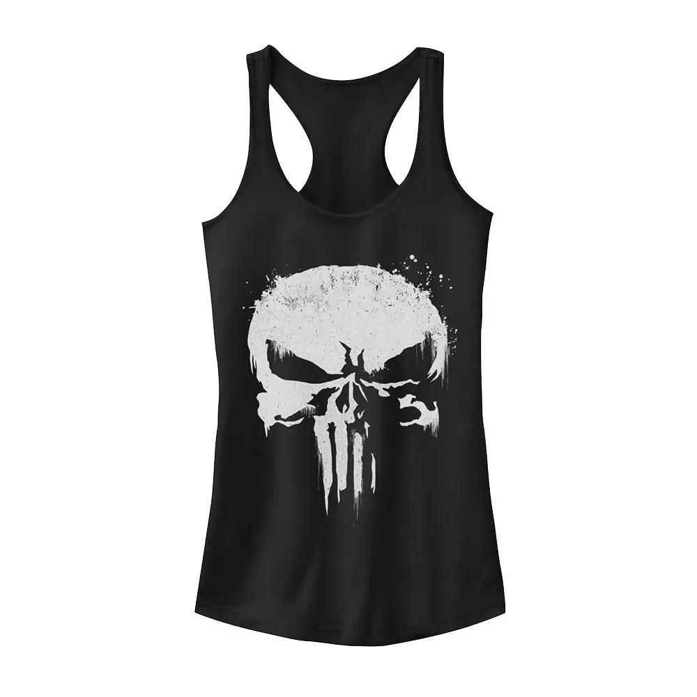 Juniors Marvel Punisher White Paint Splatter Skull Tank Top, Girl's,  Product Image
