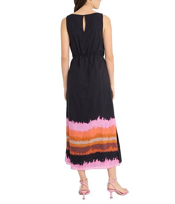 Donna Morgan Voile Ombre Print Boat Neck Sleeveless Blouson Midi Dress Product Image