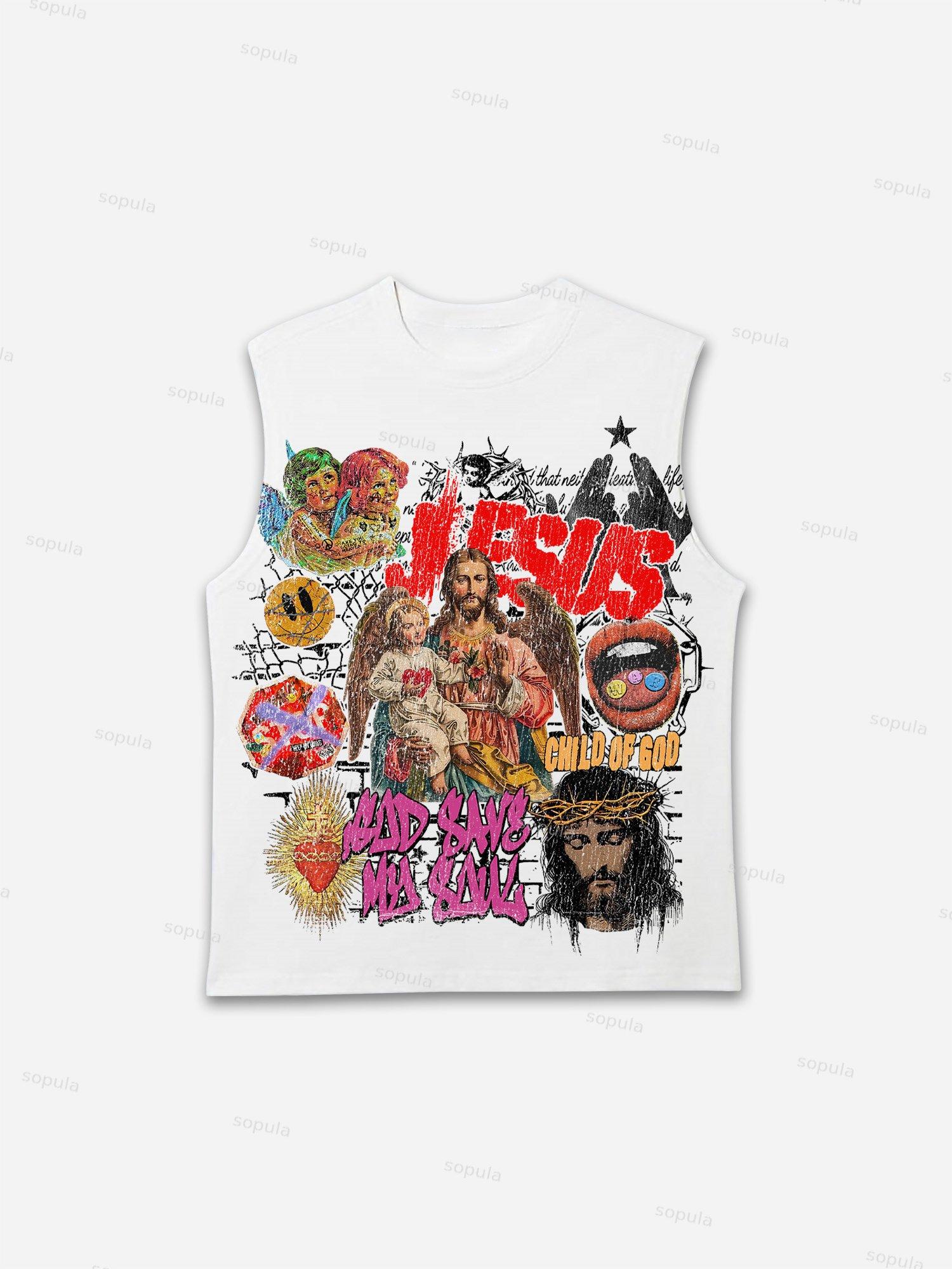 Jesus Graffiti Portrait Print Tank Top Product Image
